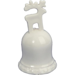 Dzwonek ceramiczny z reniferem ozdoba biała