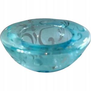Świecznik szklany niebieski tealight latarenka