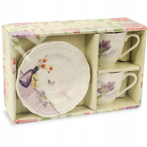 Zestaw Komplet Kawowy W Kwiaty Ceramiczny 4 El
