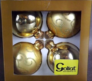 KOMPLET zestaw 4 bombek/80mm złotych Goliat