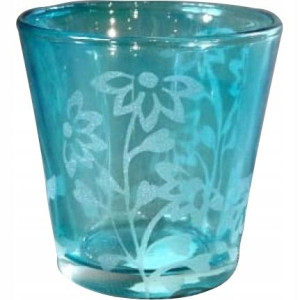 Świecznik szklany niebieski tealight latarenka