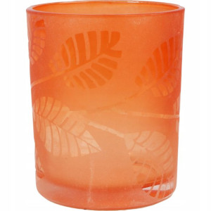 Świecznik szklany pomarańczowy tealight latarenka