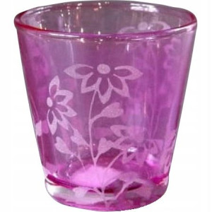 Świecznik szklany różowy tealight latarenka