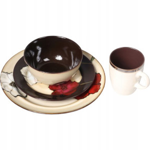 Zastawa stołowa ceramiczna -kwiaty 4 elementy
