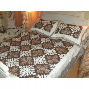 Narzuta patchwork brązowa poszewki na poduszki