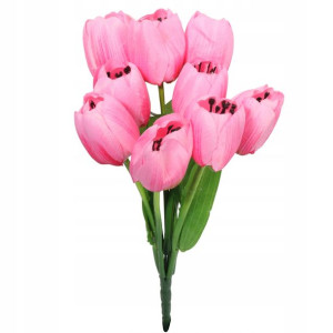 Bukiet 9 Tulipanów Jasno Różowych 38cm