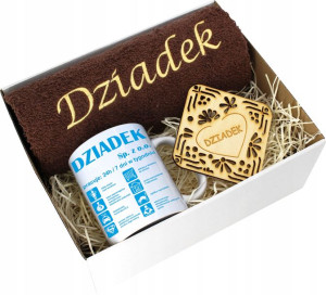 Prezent Dzień Dziadka Ręcznik Kubek Super Dziadek