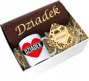 Prezent Dzień Dziadka Ręcznik Kubek Super Dziadek