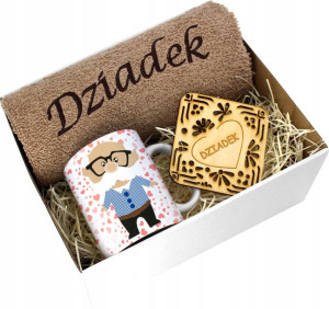 Prezent Dzień Dziadka Ręcznik Kubek Super Dziadek