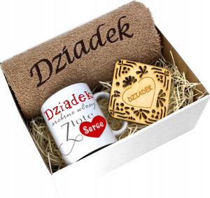 Prezent Dzień Dziadka Ręcznik Kubek Super Dziadek