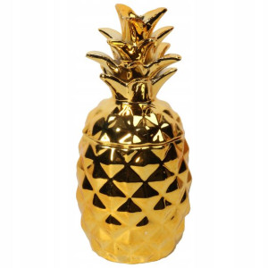 Ceramiczna średnia szkatułka ananas kolor złoty