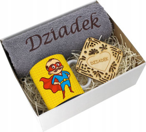 Prezent Dzień Dziadka Ręcznik Kubek Super Dziadek