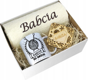 Prezent Dzień Babci Ręcznik Kubek Super Babcia