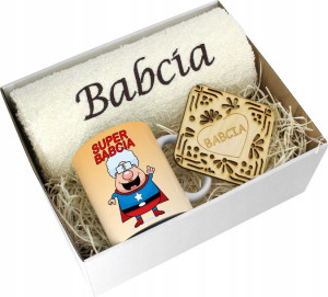 Prezent Dzień Babci Ręcznik Kubek Super Babcia