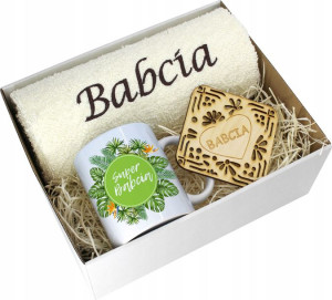 Prezent Dzień Babci Ręcznik Kubek Super Babcia