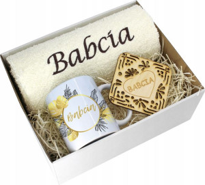 Prezent Dzień Babci Ręcznik Kubek Super Babcia