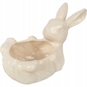 Zając Ceramiczny Misa Figurka Biała