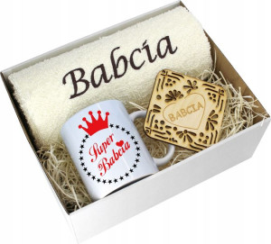 Prezent Dzień Babci Ręcznik Kubek Super Babcia