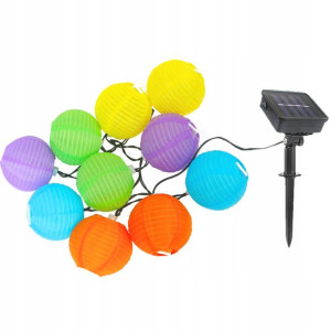 Solarne Lampiony Na Sznurze 10 Led Kolorowe