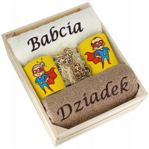 Komplet Ręczniki + Kubki Babcia I Dziadek Upominek