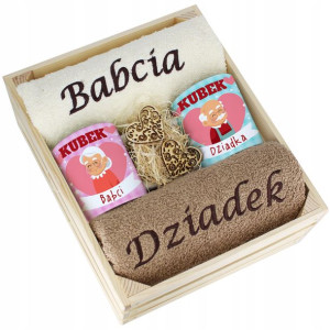 Komplet Ręczniki + Kubki Babcia I Dziadek Upominek
