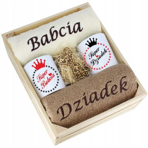 Komplet Ręczniki + Kubki Babcia I Dziadek Upominek