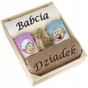Komplet Ręczniki + Kubki Babcia I Dziadek Upominek