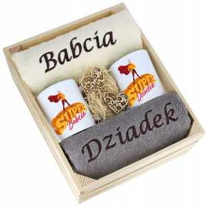 Komplet Ręczniki + Kubki Babcia I Dziadek Upominek