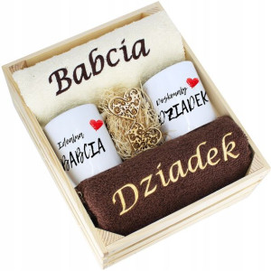 Komplet Ręczniki + Kubki Babcia I Dziadek Upominek