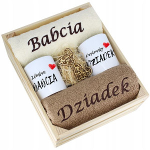 Komplet Ręczniki + Kubki Babcia I Dziadek Upominek
