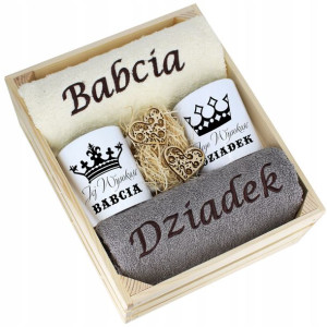 Komplet Ręczniki + Kubki Babcia I Dziadek Upominek