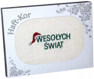 Ręcznik 70x140 Z Haftem Na Prezent Wesołych Świąt