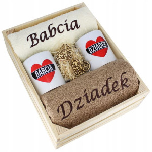 Prezent Zestaw Ręczniki + Kubki Babcia I Dziadek