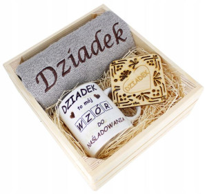 Super Prezent Dla Dziadka Ręcznik + Kubek Skrzynka