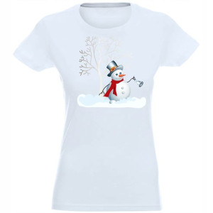 T-shirt Koszulka Damska Świąteczna Bałwan - Xl
