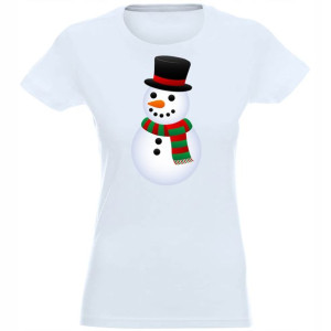 T-shirt Koszulka Damska Świąteczna Bałwan - M