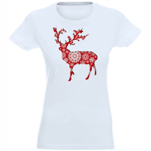 T-shirt Koszulka Damska Świąteczna Renifer - M