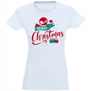 T-shirt Koszulka Damska Świąteczna Nadruk - M