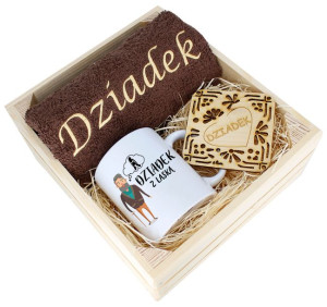 Super Prezent Dla Dziadka Ręcznik + Kubek Skrzynka