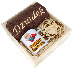 Super Prezent Dla Dziadka Ręcznik + Kubek Skrzynka