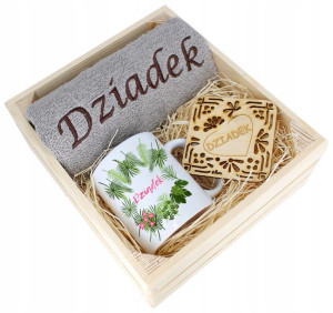 Super Prezent Dla Dziadka Ręcznik + Kubek Skrzynka