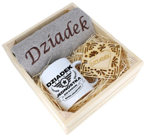 Super Prezent Dla Dziadka Ręcznik + Kubek Skrzynka