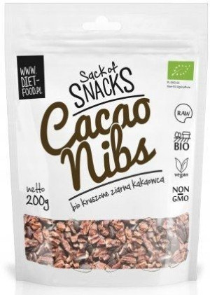 Łuskane Ziarna Kakaowca Nasiona BIO 200g DIET-FOOD