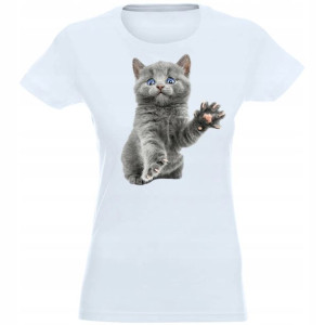 T-shirt Koszulka Damska Z Nadrukiem Mały Kotek M