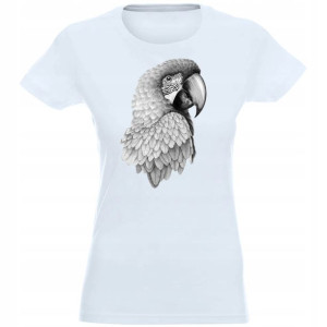 T-shirt Koszulka Damska Z Nadrukiem Szara Papuga M