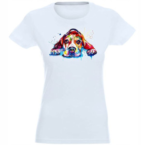 T-shirt Koszulka Damska Nadruk Kolor Pies M