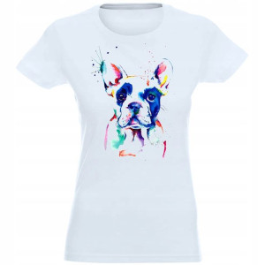 T-shirt Koszulka Damska Nadruk Pies Buldog Xl