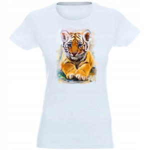 T-shirt Koszulka Damska Nadruk Mały Tygrys M