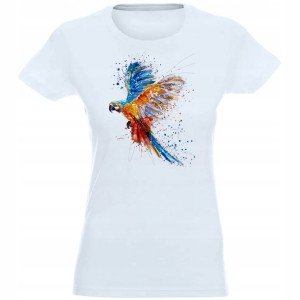 T-shirt Koszulka Damska Nadruk Kolor Papuga M