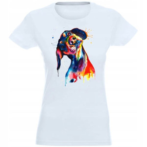 T-shirt Koszulka Damska Nadruk Kolor Pies L
